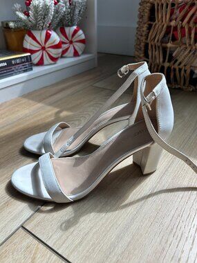 Essex Lane White 2-Strap High Heels